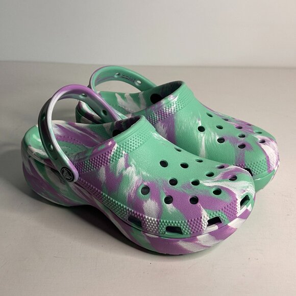 Crocs Platform Marbled Tie Dye Clogs Women Size 7 - Picture 1 of 8